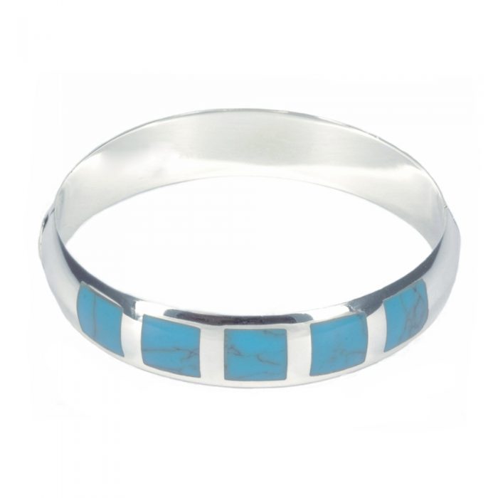 Turquoise Embedded Silver Bangle