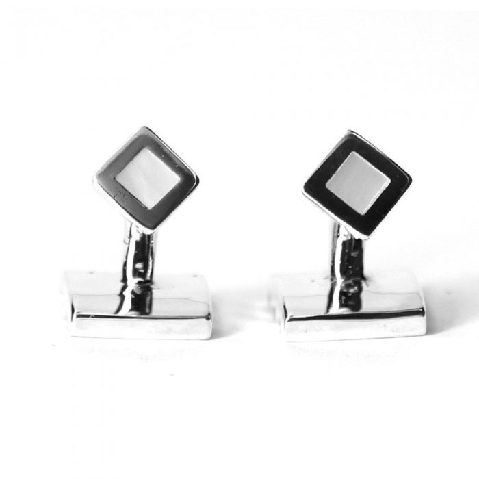 Pearl Stripped Silver Cufflinks