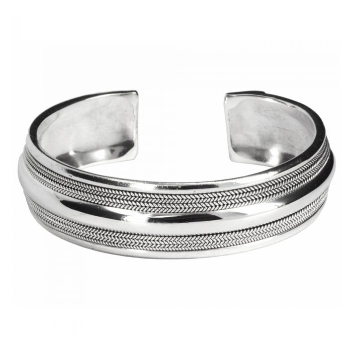 Platted Rope Silver Cuff