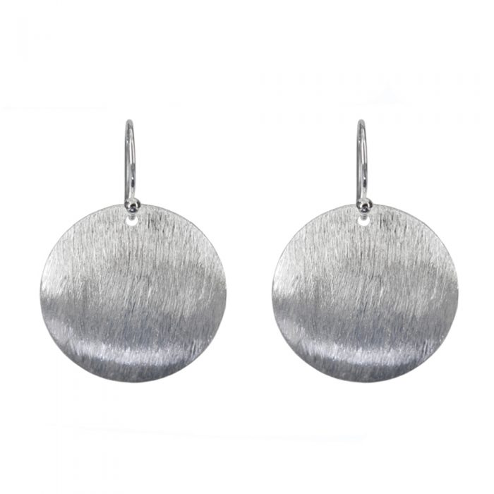 Silver Brushed Disk Earrings