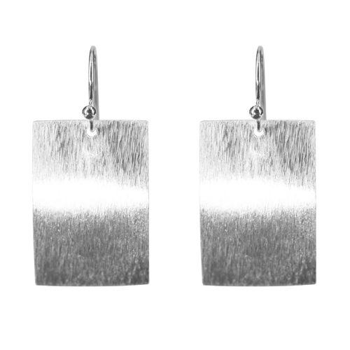 Silver Brushed Rectangle Earrings