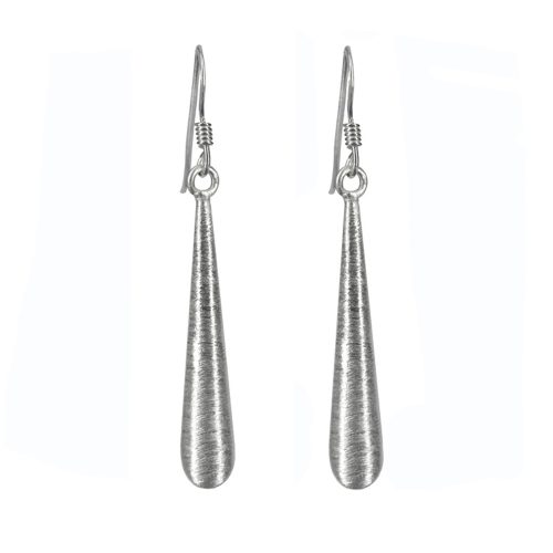 Brushed Silver Cylinder Earrings