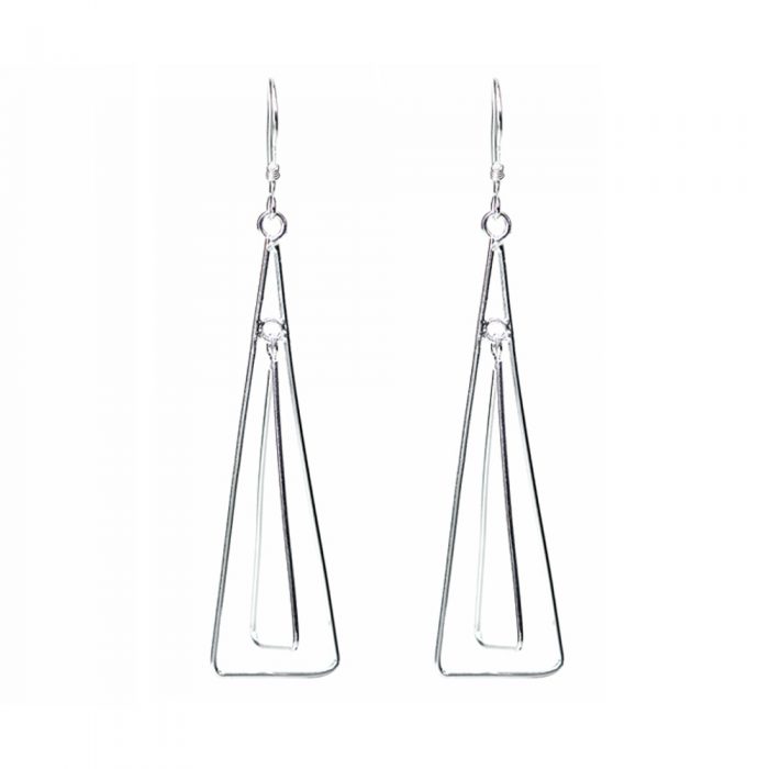 Silver Wire Triangle Earrings