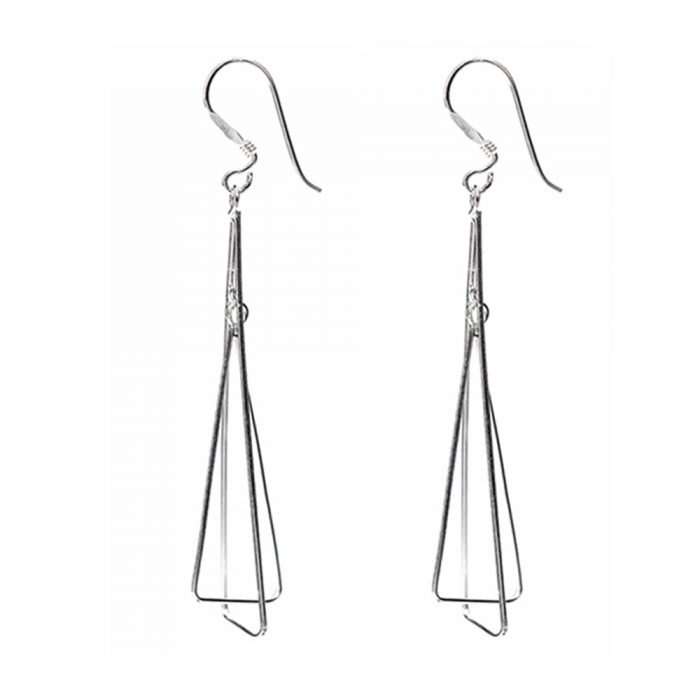 Silver Wire Triangle Earrings