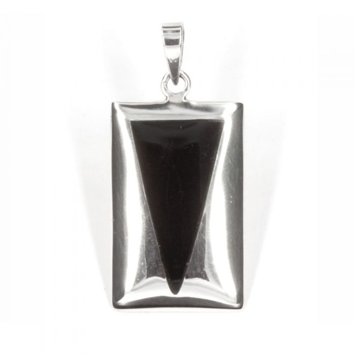 Silver Triangle Onyx Pendant