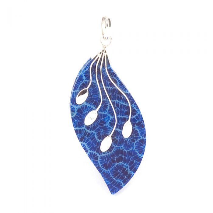 Blue Coral Leaf Pendant