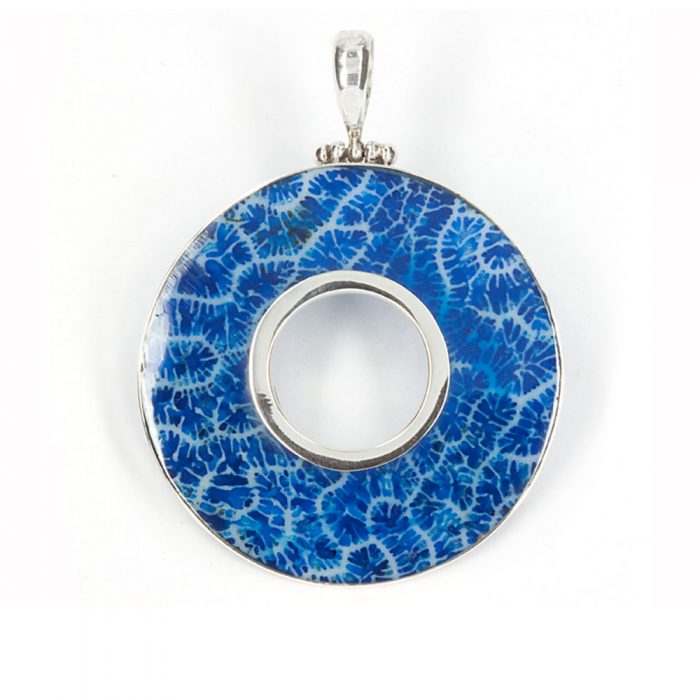 Blue Coral Circle Pendant