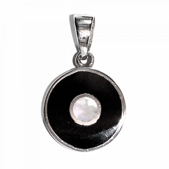 Onyx & Pearl Circle Pendant