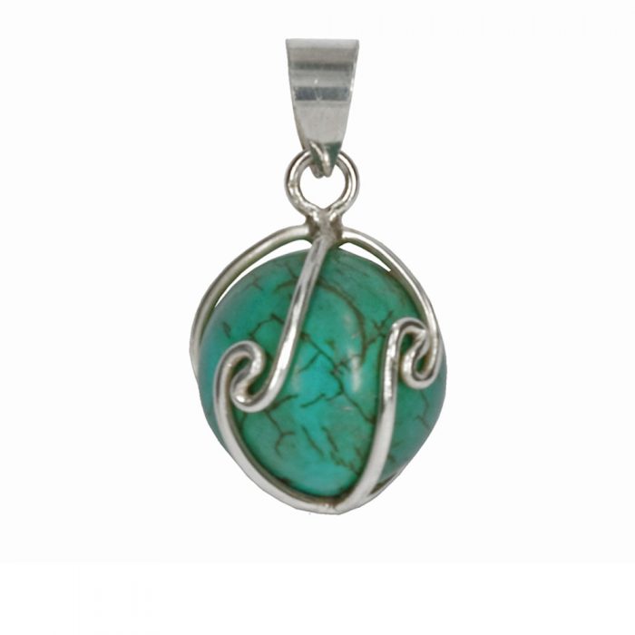 Turquoise Silver Wire Pendant