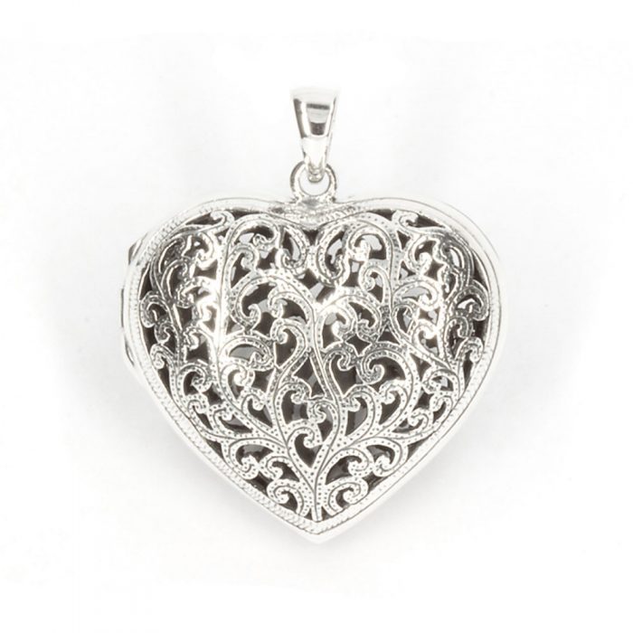 Ornate Silver Heart Pendant